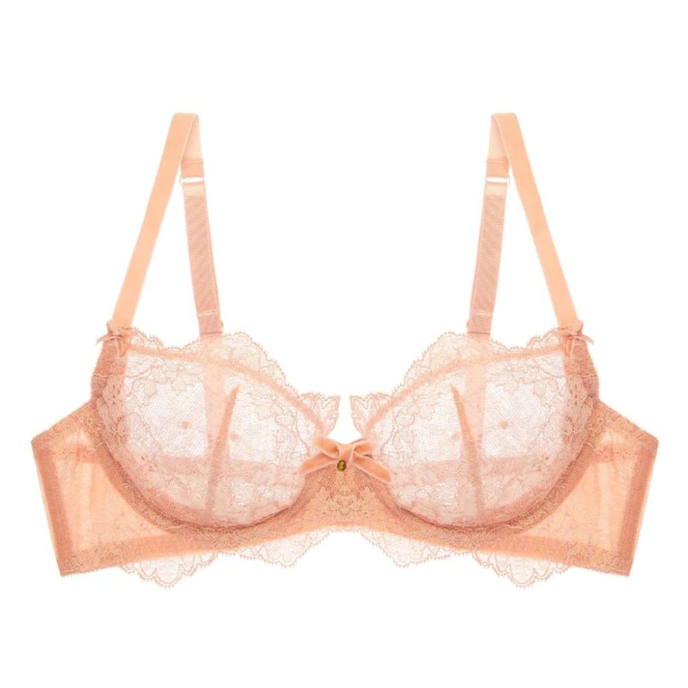Dita Von Teese Lurex Lace Underwire Bra Vintage Peach